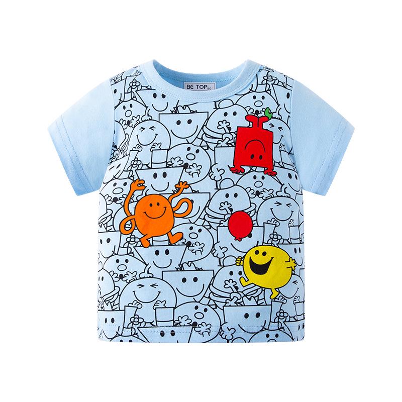 2026 Summer Kids  Cartoon Print Knitwear Short-Sleeve Tops - Trendy Boys  Clothing 130 cm