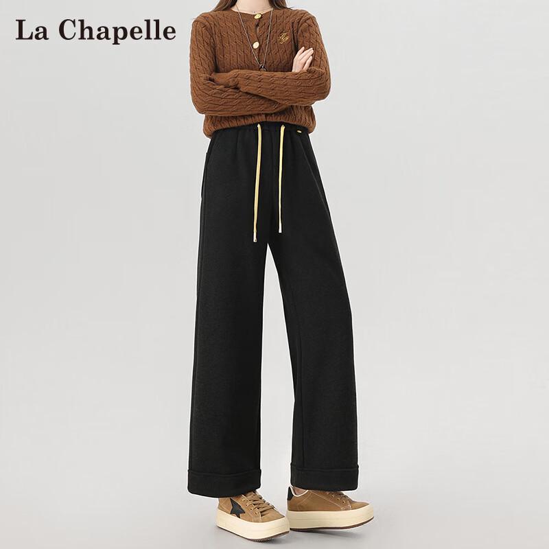 

La Chapelle Women s Wool Blend High-Waist Wide-Leg Ankle Pants L