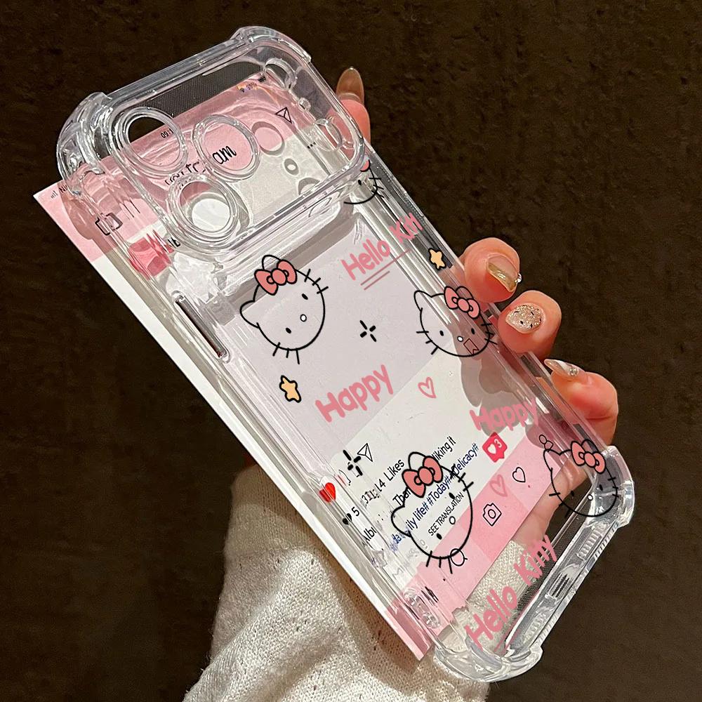 Transparent Hello Kitty Phone Case For Samsung Galaxy S26 Ultra 5G S25 FE Edge S24 S23 S22 Ultra Plus A57 5G Shockproof Cover
