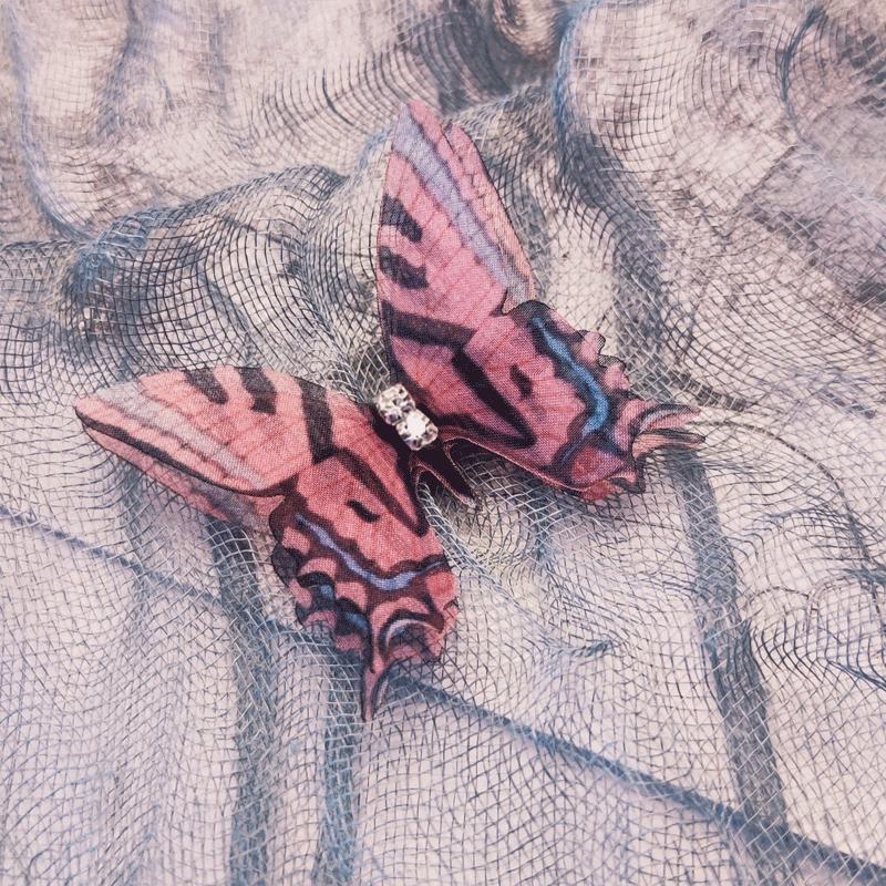 Wish New Multicolor Double-Layer Sheer Butterfly Hair Clip - Cute Children's Accessory with Vintage European Style