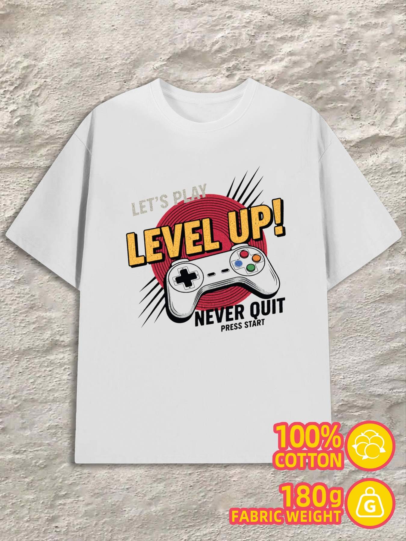 Men s T-Shirt Y2K Level Up Gamer White XL