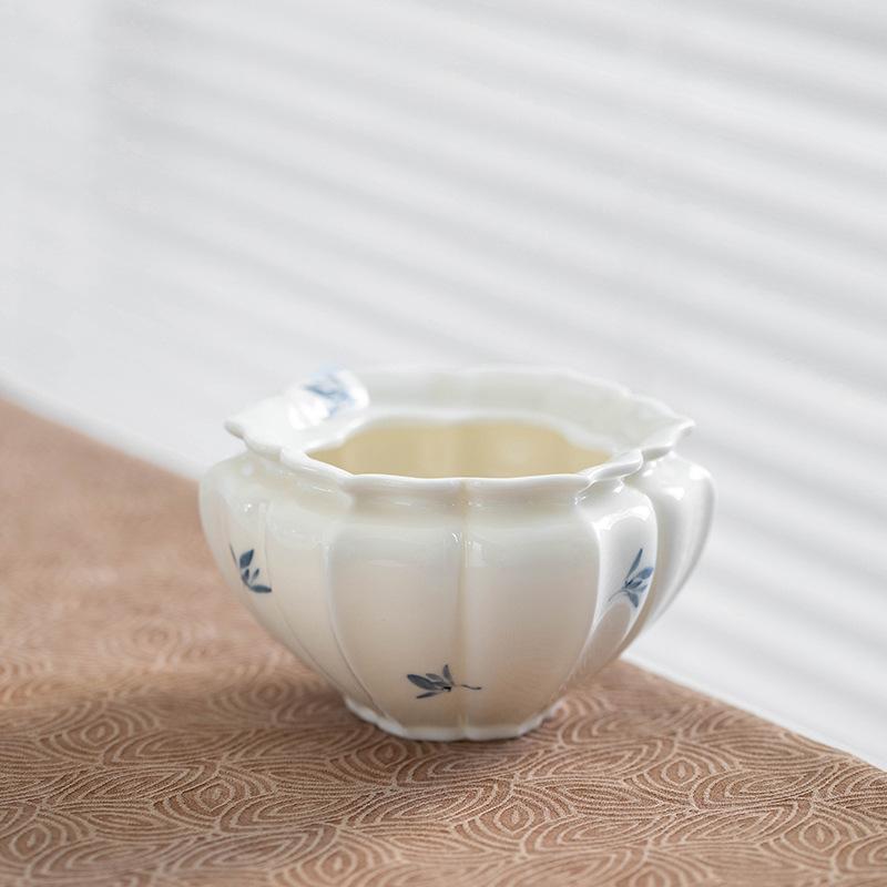 Pure hand-painted Phalaenopsis Ercai cover bowl retro underglaze color household ceramic Kung Fu tea set tea bowl teapot teacup