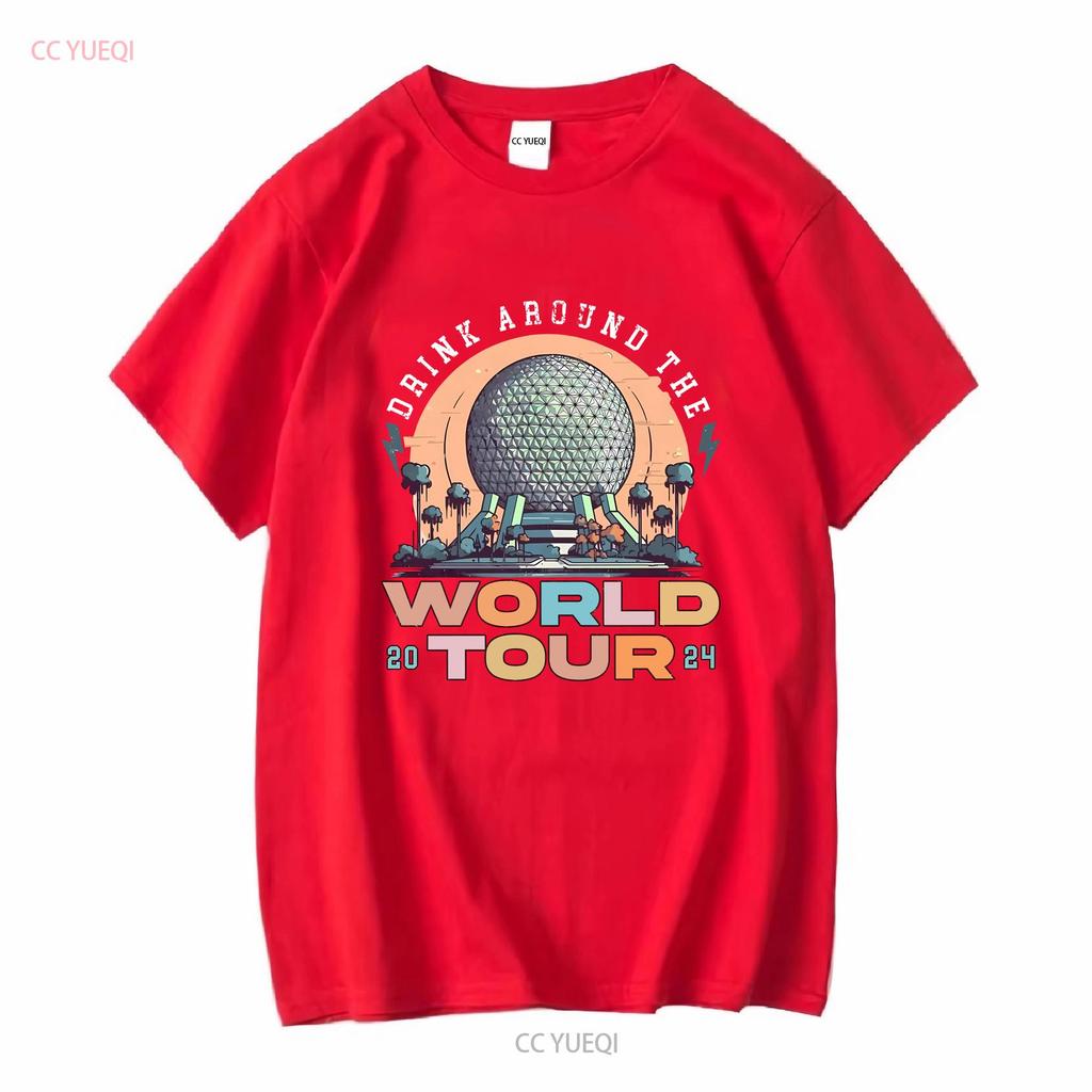 Retro Epcot Drink Around The World Tour T Shirt long or short sleeves vintage Washed streetwear Breathable Comfortable