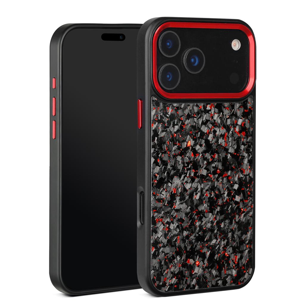 For iPhone 17 Pro Max Case Forged Texture Aramid Fiber + TPU Phone Cover with Black Lens Frame
