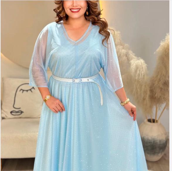 

Елегантна модна сукня з V-подібним вирізом 2025 5X Large синій