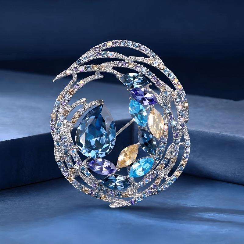 Módní a retro křišťálová spirálová brož, Vynikající křišťálová girlandová brož, Elegantní a rafinovaná antireflexní jehlice