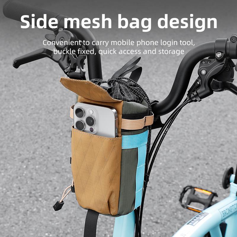 Retro Rainproof Bicycle Handlebar Bag Weather-Resistant Cycling Pouch for Road Mountain Bikes, Outdoor Bike Bottle Storage Bag