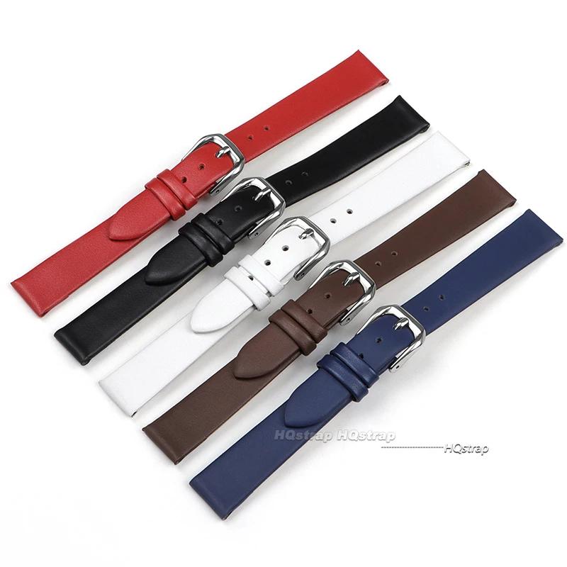 Ultra-thin Leather Watchband Women Watch Belt Strap Wristwatches Band 6mm 8mm 10mm 12mm 13mm 14mm 15mm 16mm 17mm Red White Black