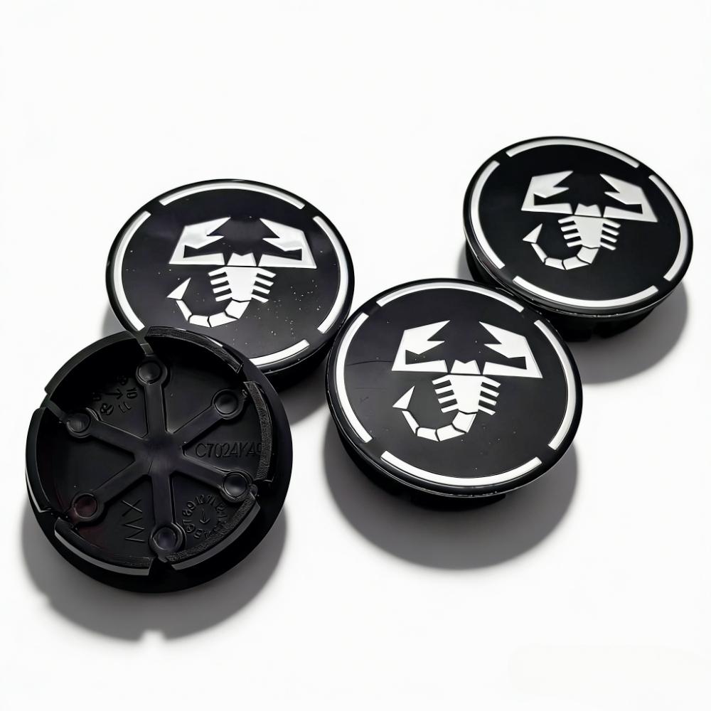 4pcs Scorpion Logo Emblem Badge Car Wheel Center Caps 48MM Clips 42MM Wheels Hub Cap Rim Hubcaps Dust Cover Replace Accessories