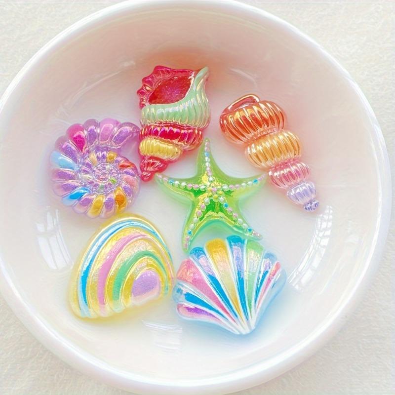 Ocean Theme ResinGlittering Starfish Shell Decorations for DIY Crafts Beach Nautical Scrapbooking Embellishments