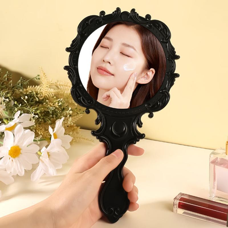 1 Adet Vintage Yuvarlak Şekilli El Aynası Kadın Kız Ayaklı Makyaj Tuvalet Masası Aynası Makyaj Aynası Makyaj Malzemeleri