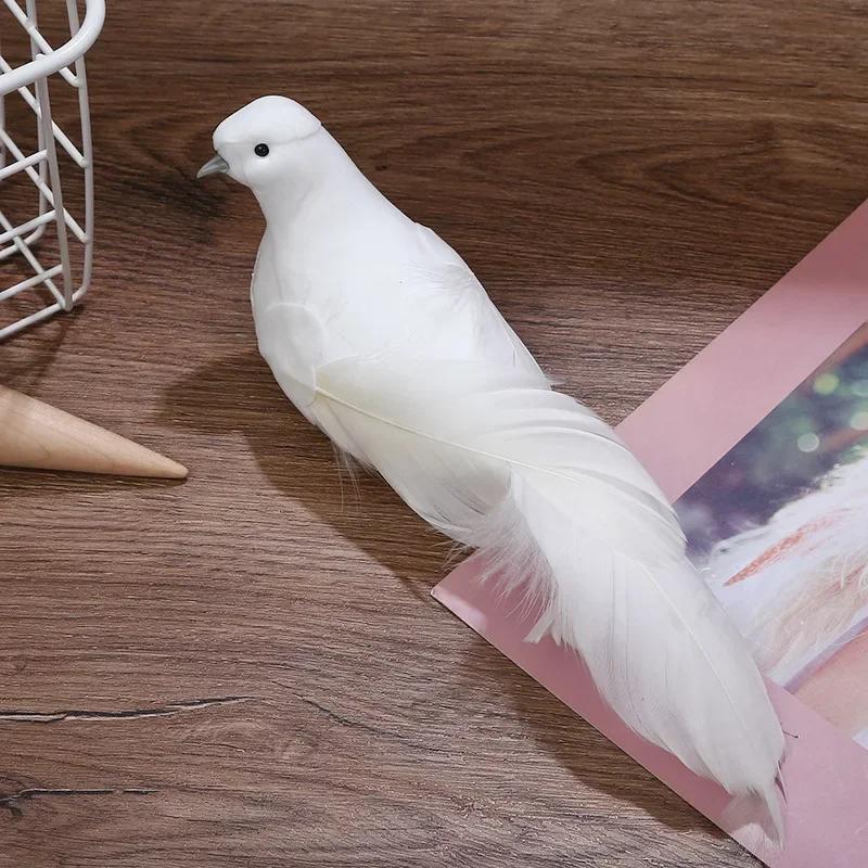 

1Pcs Fake Doves Birds Christmas Tree Ornaments Artificial White Doves with Clip Simulated Foam Feather Long Tail Doves
