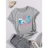 Summer Vacation Style Graphic Printed Short-sleeved T-shirt, Round Neck Casual Top,