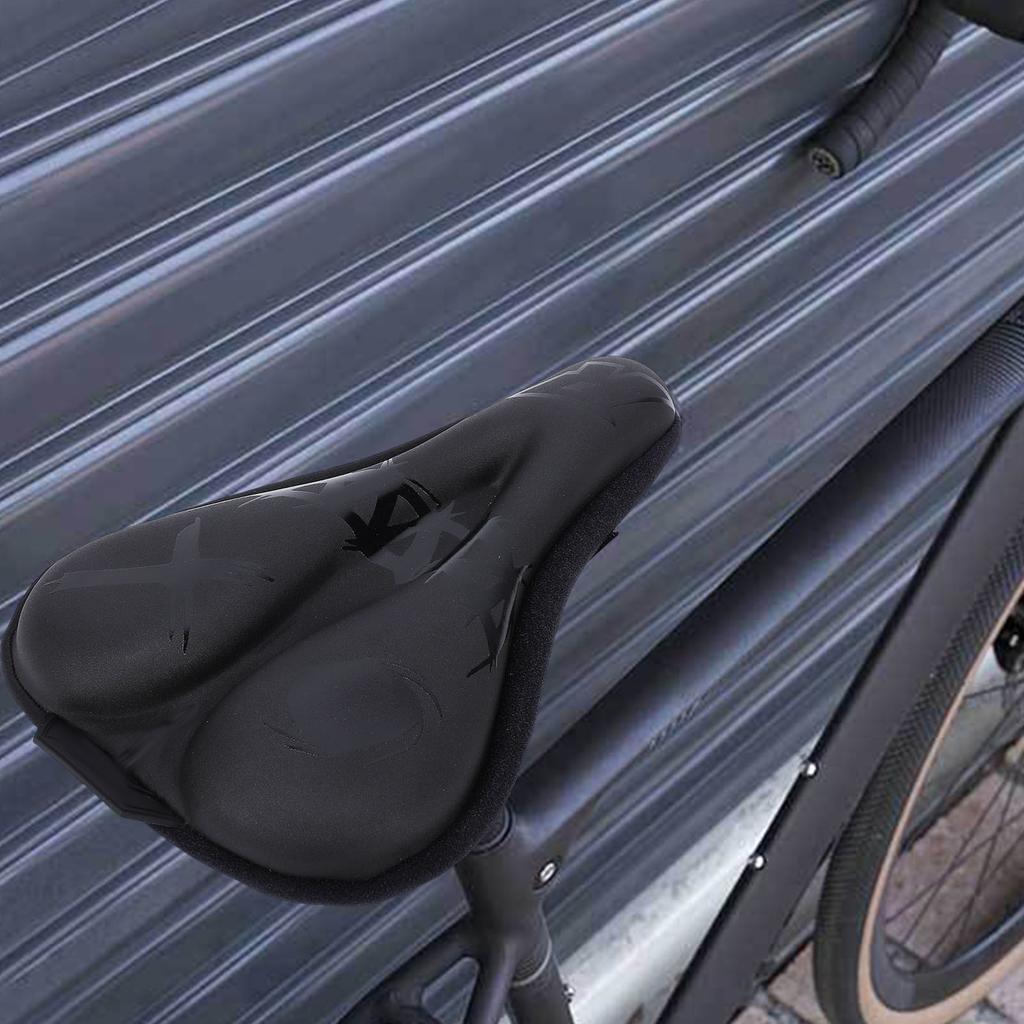 Bike Saddle Cover PU Silicone Foam Filling Anti Slip Cycling Seat Cushion Cover for Mountain Road Bikes Black