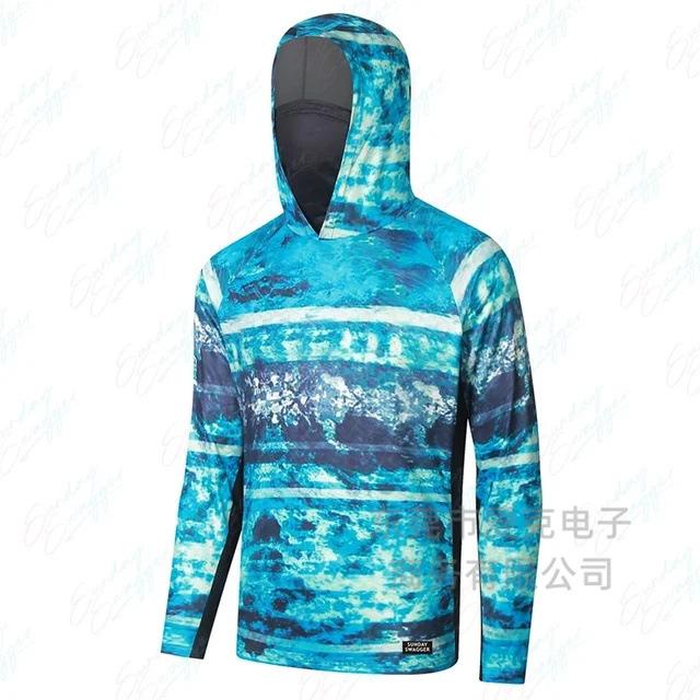 Men's sunscreen clothing summer UV protection breathable quick drying outdoor fishing clothing Luya fishing clothing hooded with mask