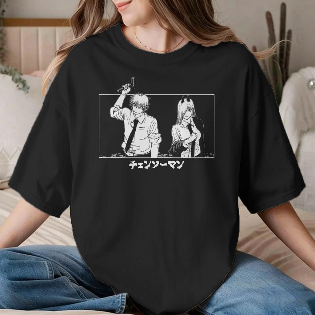 Vintage Chainsawunisexs Anime Tshirts Unisex Unisex Crew Neck Cotton T Shirt Reze Short Sleeve Tees Graphic Printed Clothing