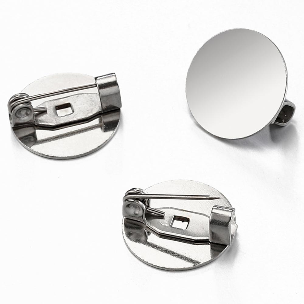 10 Stück Edelstahl Brosche Basis Rund Leer Flache Schale Cameo Fassungen Anhänger für Schmuckherstellung DIY Zubehör