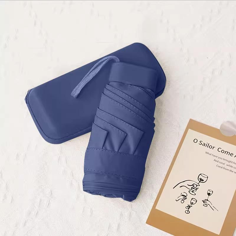 Customizable Black Glue Folding Capsule Umbrella with Flat Handle and 60% UV Protection