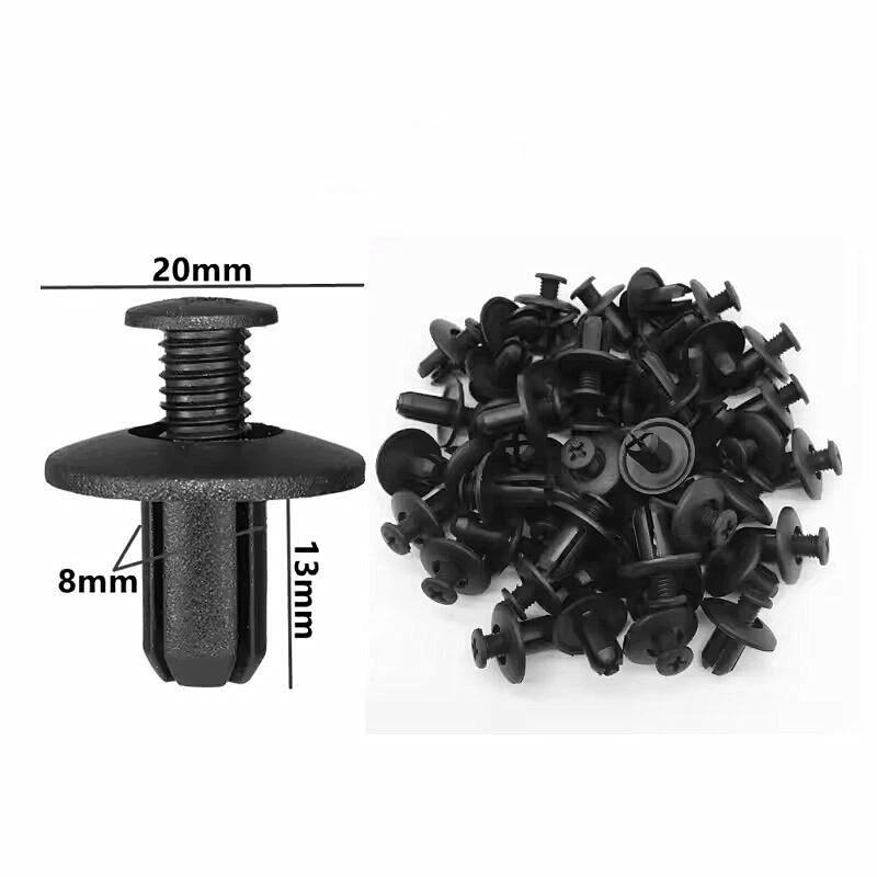High Compatibility Plastic Rivets Fasteners 8mm Black for Car Bumper Fenders Hood Trim Repair