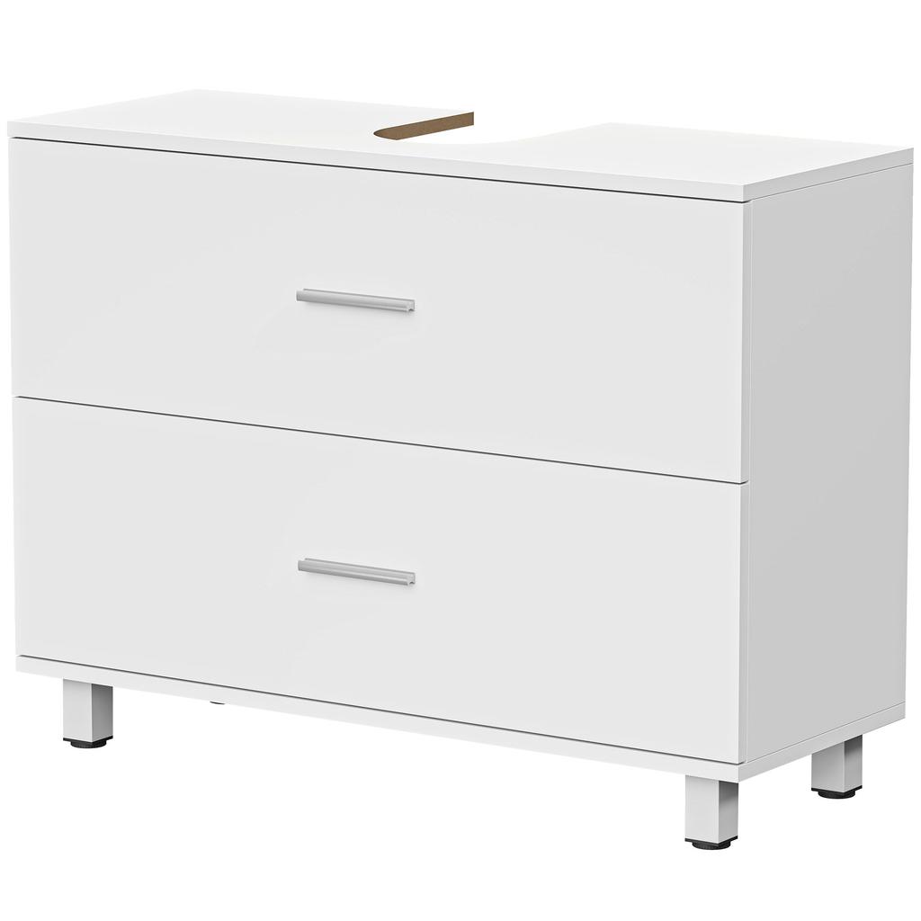 Bathroom Under-Sink Cabinet, 2 Drawers, 80 x 30 x 60 cm, White