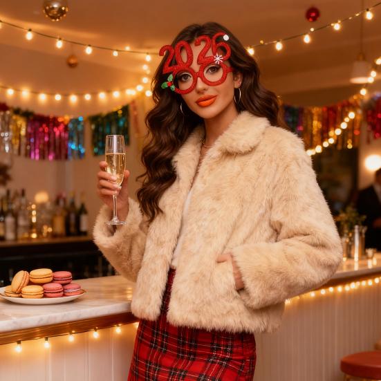 2026 New Year Eve Glasses Christmas Party Photo Props for Adults Kids Festive Celebration Eyewear for Countdown Party