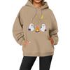 Women's Casual Fashion Solid Color Rugby Print Long Sleeve Hooded Sweatshirt Top