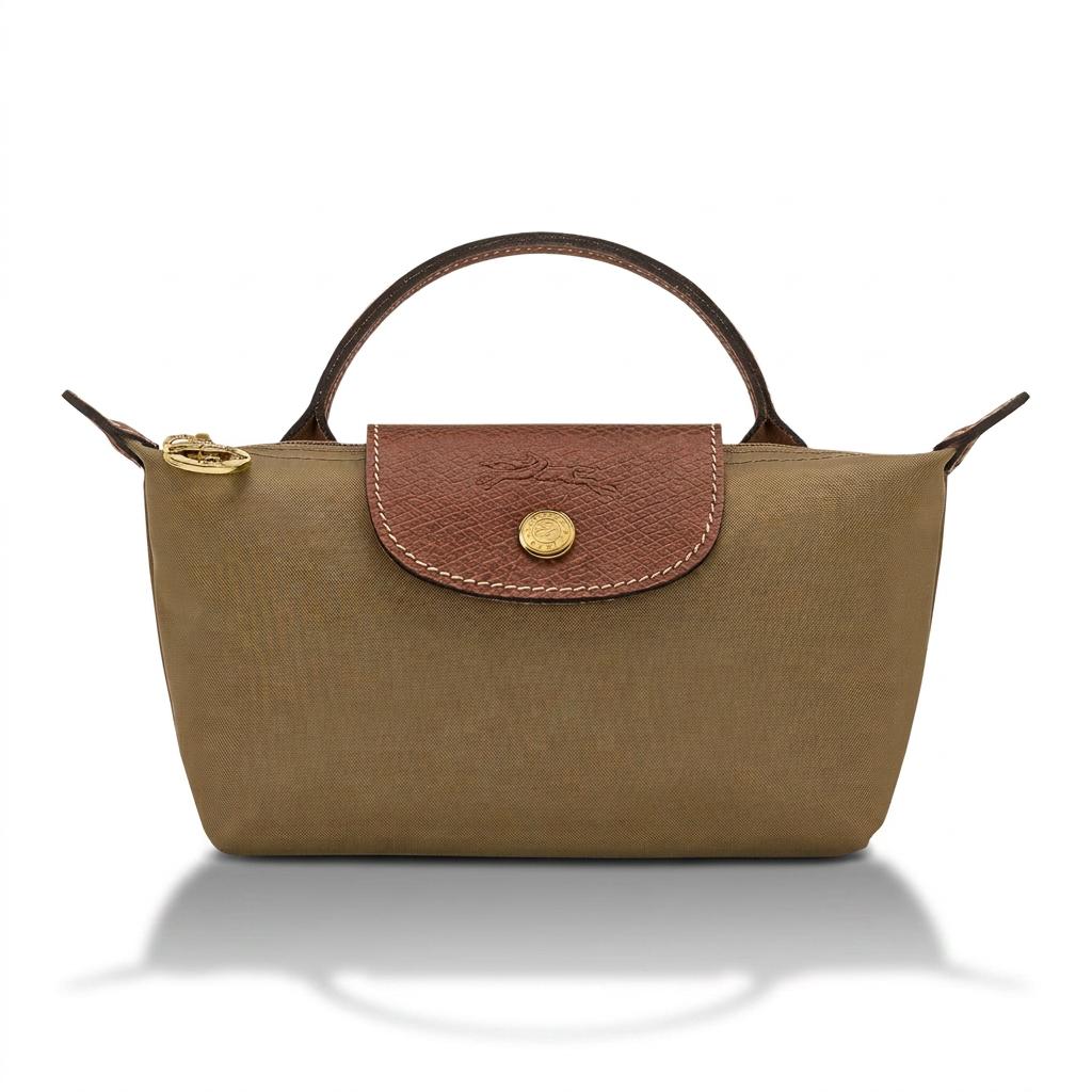 Longchamp Le Pliage Original Pouch With Handle Olive Women Pouches Green 34175089510