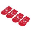 4 Stück Hundesocken Weihnachtsmuster Warm Rutschfest Tragbar Gestrickte Baumwolle Katzensocken für Zuhause Innen Elch