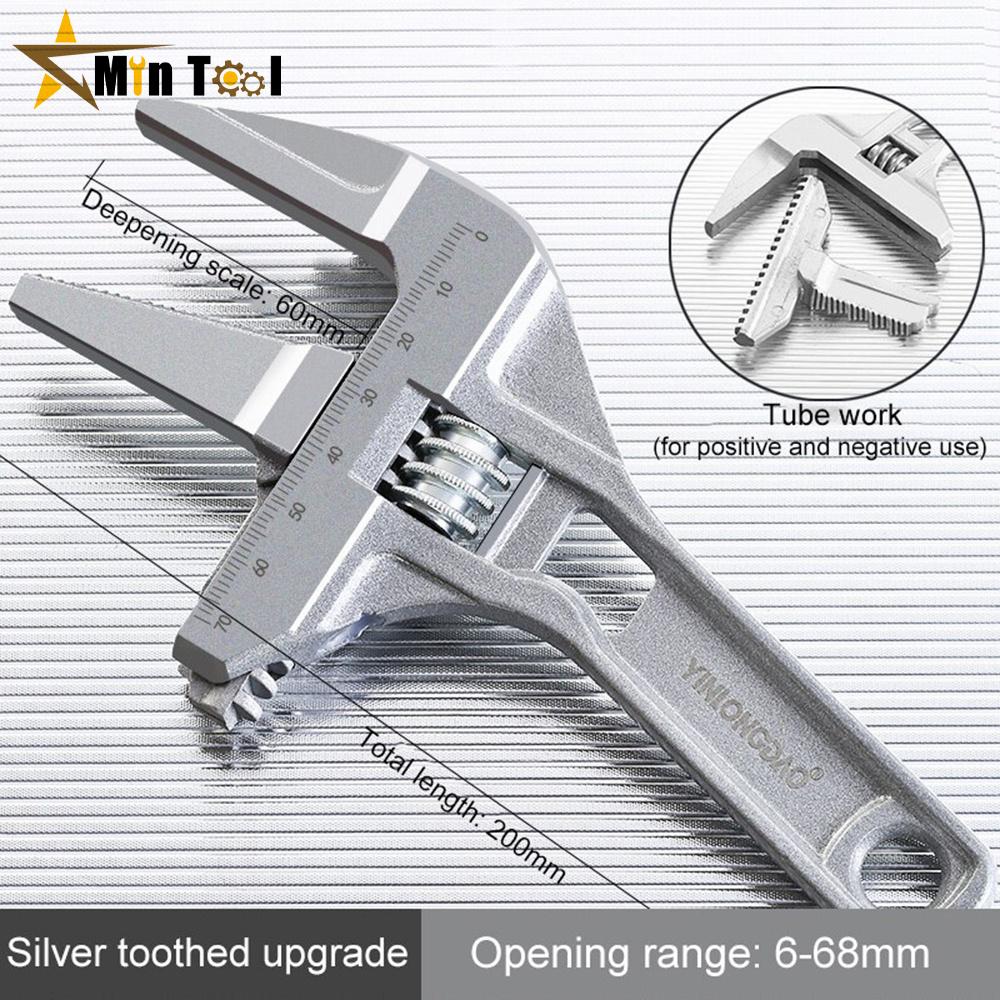 Adjustable Spanner Large Opening Bathroom Spanner Wide Jaw Aluminium Spanner Handle Plumber Hand Tool Home Improvement Tool
