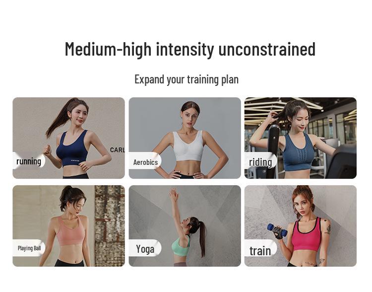 Shockproof Quick-Dry Front Zip Sports Bra - Wire-Free with Cross-Back Design