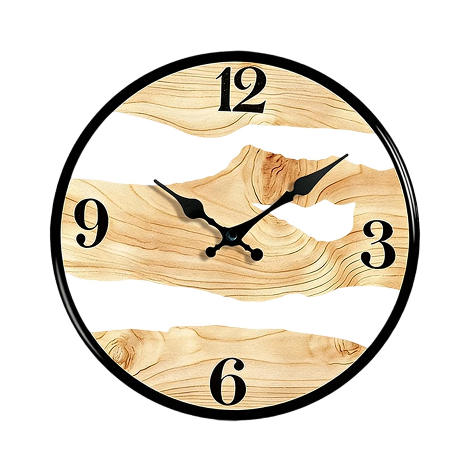 

Wood Wall Clock Wall Decor Home Decoration Farmhouse Wood Grain Creative Quiet Decorative Clock for Kitchen Kids Room Bedroom