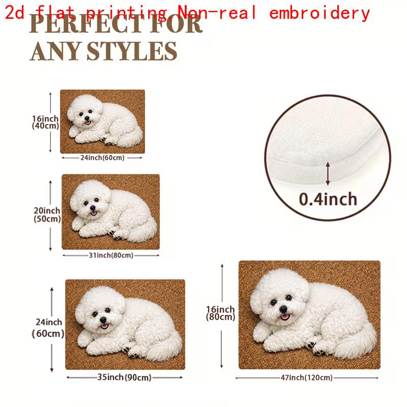 1Pcs Anti Fatigue Door Rugs, Bichon Frise Print Waterproof Non-Slip Thick Cushioned Door Mat Heavy Duty Comfort Standing Mat for Door