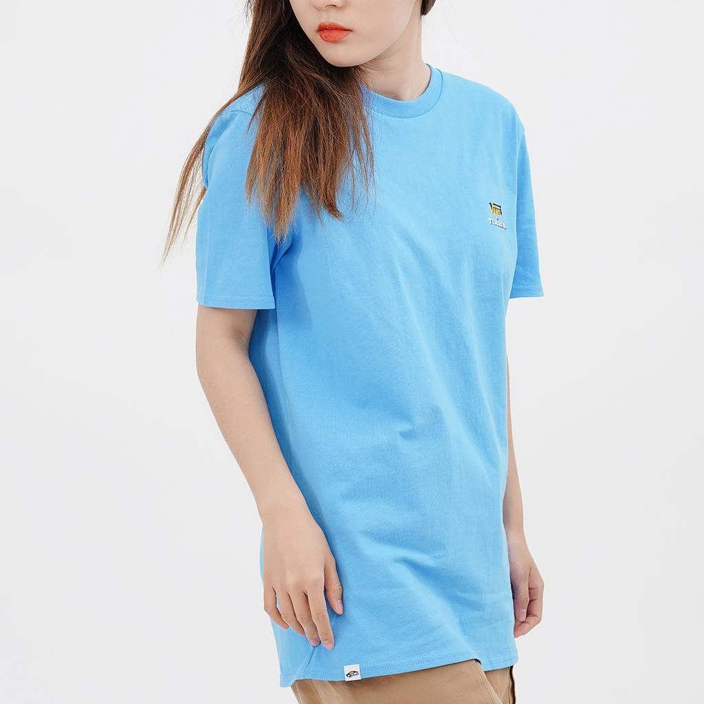 Vans X Tyakasha Collaboration Fun Cartoon Smiley Earth Print Sweet Cool Dopamine Short Sleeve Drop Shoulder T-Shirt Women T-Shirts Blue VN0A7YG11OO