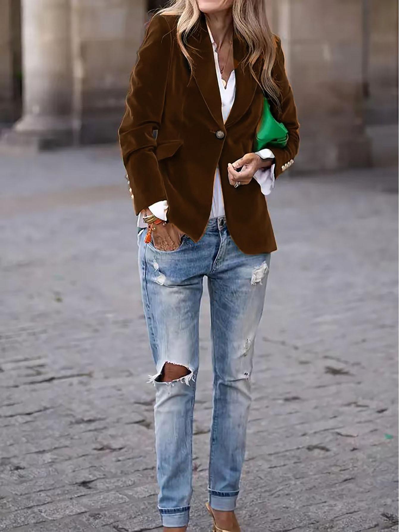 Elegant Women s Solid Color Suit Jacket - Fall/Winter 2026 Collection S