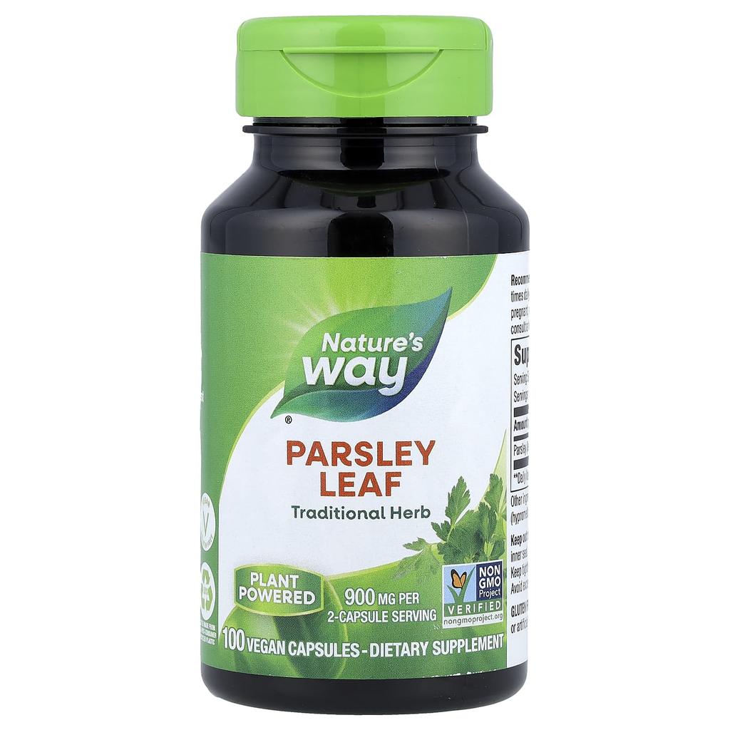Nature's Way Petrželová nať, Zeleninové kapsle, 100 kapslí (450 mg na kapsli)