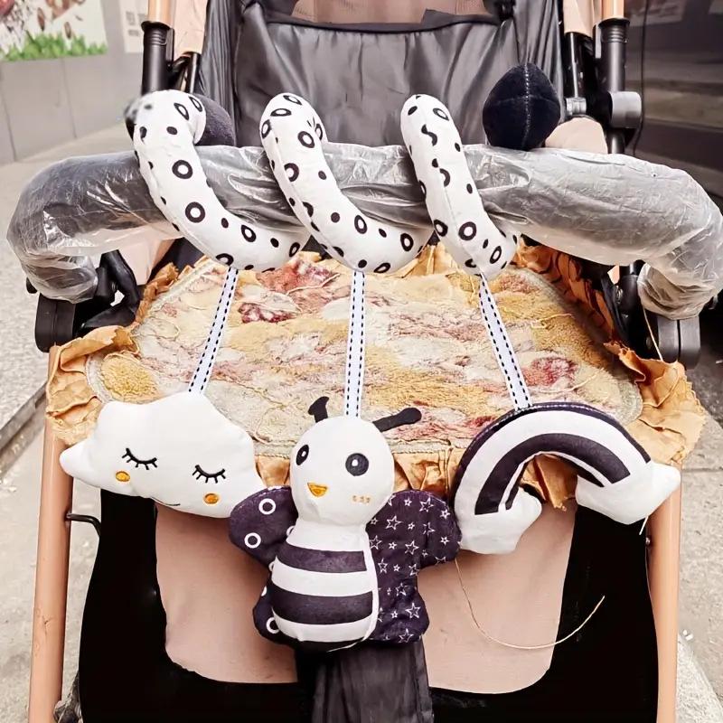 Black & White Bee Crib Wrap Toy with Bells - Cartoon Animal Design, In Stock