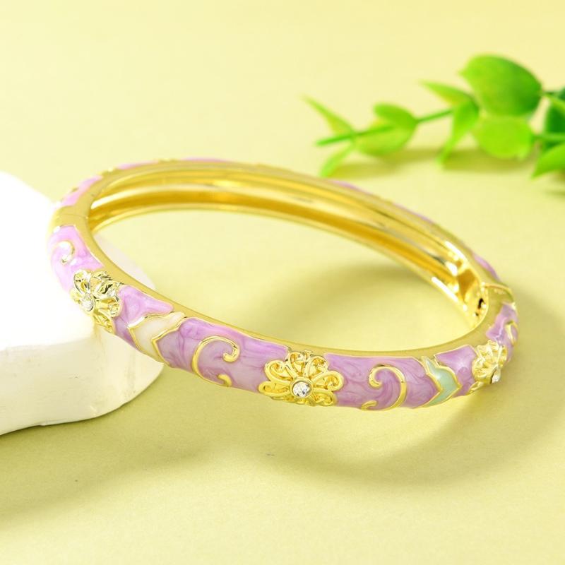 Oriental Bracelets Chinese Cloisonne Enamel Bracelet Traditional Flower Bangle Ethnic Vintage Women'S Hand Jewelry Gift