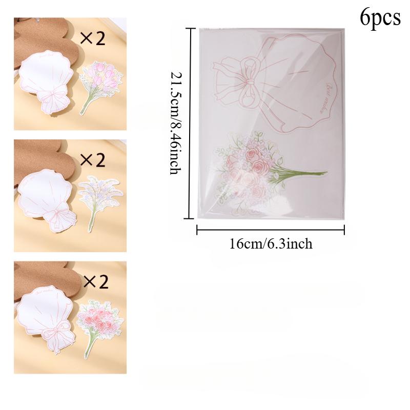 

6pcs Hand Drawn Bouquet of Tulips, Roses, Blessing Cards, Wedding, Mother s Day, Birthday Gift Cards