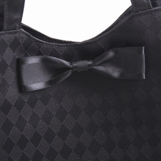 Aurora Check Ribbon Sub-Bag, A4 Size, Made In Japan, Water-Repellent, Twin Pockets, Smooth Handles, Black Formal Bag, Perfect for Weddings, Entrance