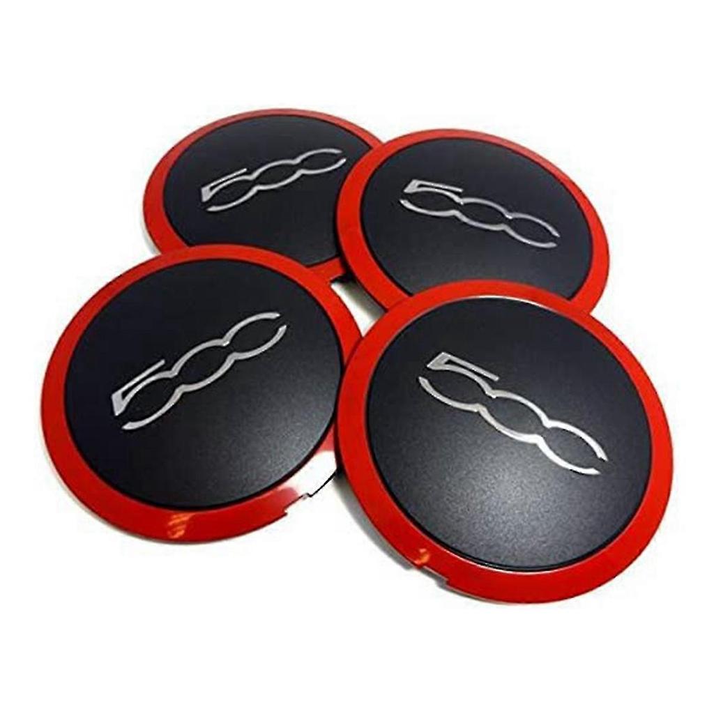 4 Piezas Tapacubos de 133 mm para Rueda de Fiat 500 Tapas Centrales de Rueda Pegatina Emblema 68078419AC 68078421AC 51884863 Rojo G