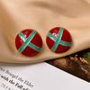 Silver Needle Vintage Geometric Court Style Light Luxury Retro Stud Earrings for Women