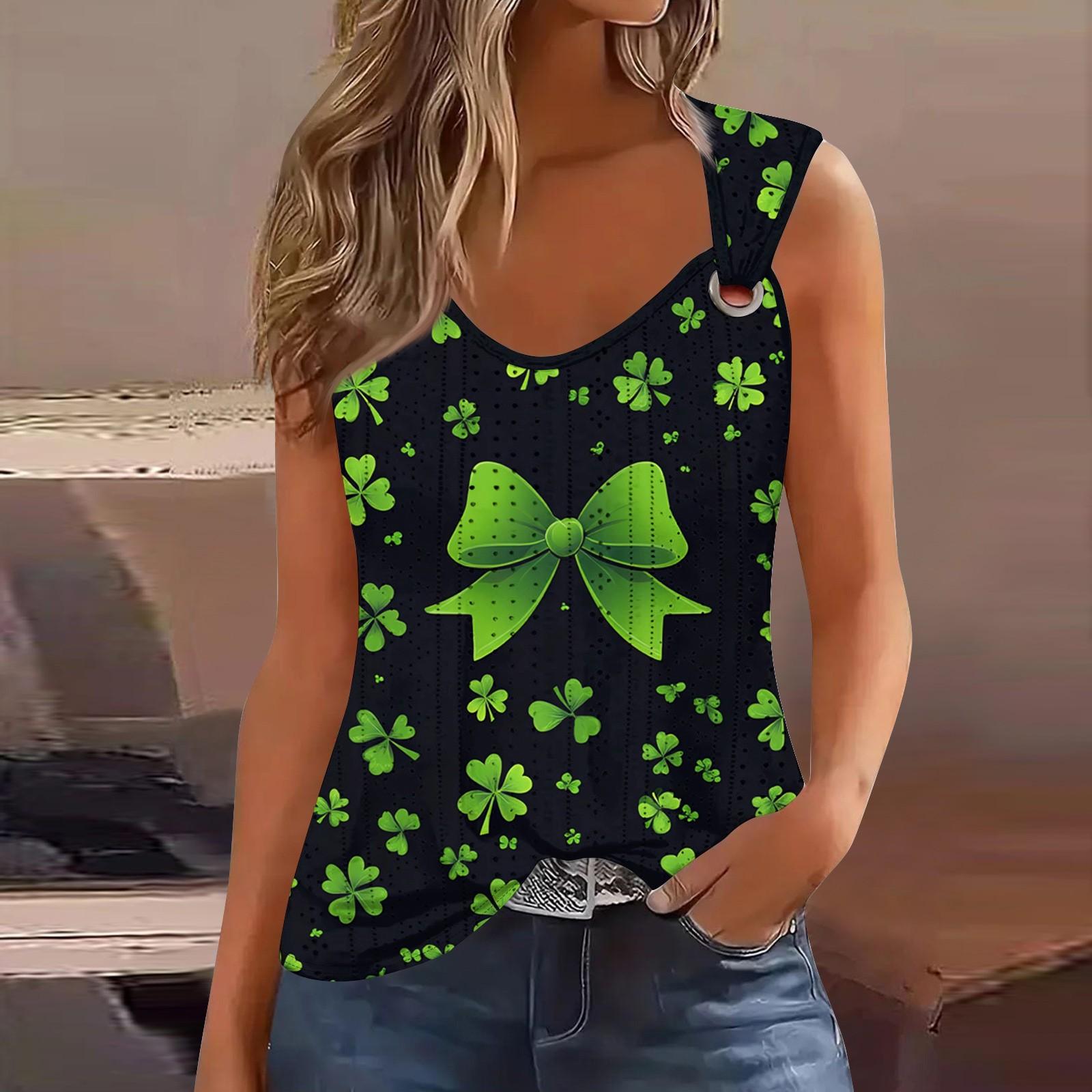 

Женская майка для девочек, повседневная майка, топы для женщин, симпатичный вязаный топ-майка с градиентным цветочным принтом, свободный крой, топы без рукавов с струящейся люверсами L армия зеленый