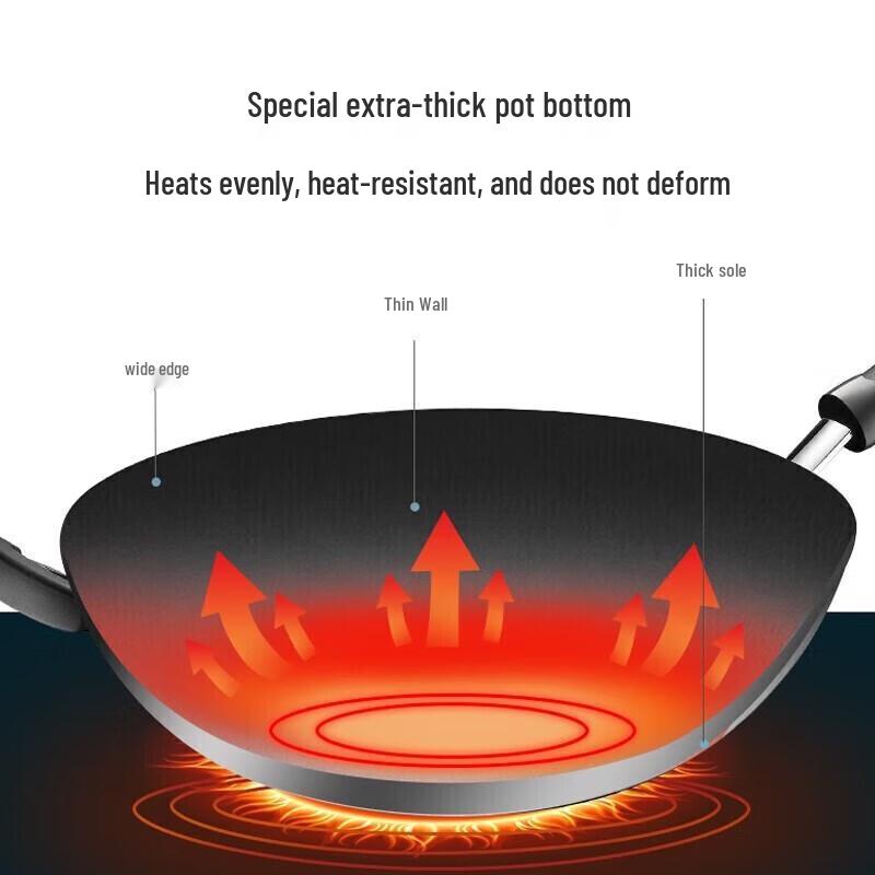 Supor Wok aus unbeschichtetem Gusseisen mit flachem Boden
