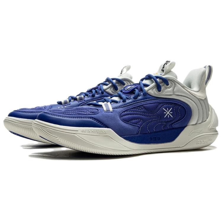 Li Ning Wade Comfortable Fashion Versatile Shock Absorbing Wear Resistant Low Top Basketball Shoes Men sneaker Blue White ABPV001-5