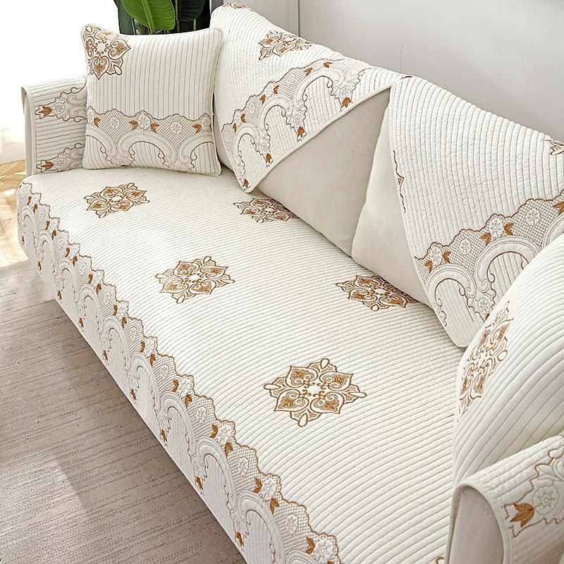 

Двостороння бавовняна вишивка Чохли для диванів Подушки Чотири сезони Диван Рушник Сучасна вітальня Кутова накидка на диван Підлокітник Рушник 70x90cm 1pcs