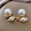 Versatile Silver Tone Earrings With Zircon Accent Imitation Pearls Detail Comfortable Wear Designs