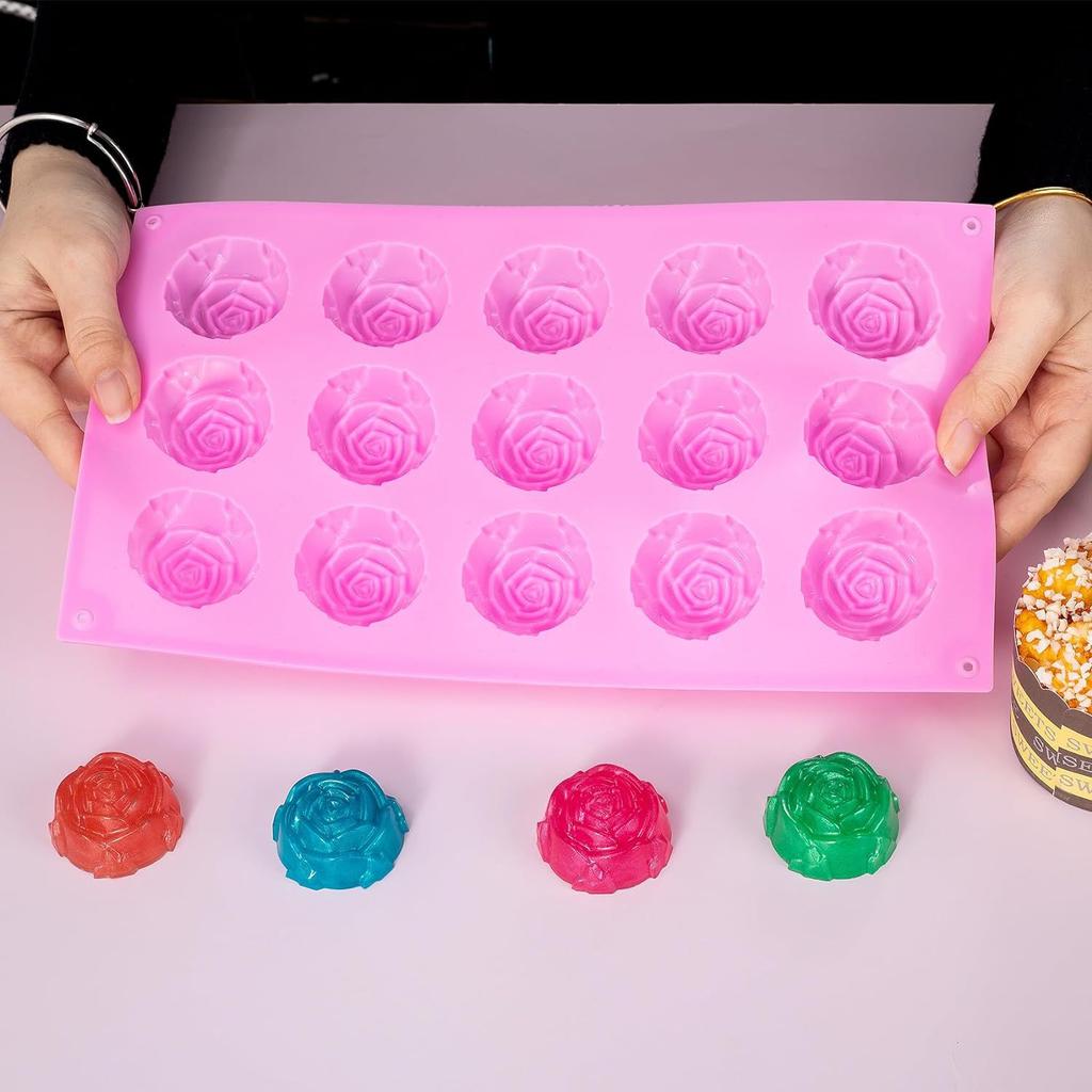 15 Fächer rosafarbene Silikon-Kuchenform Eiscreme-Pudding-Gelee-Form DIY Handgemachte Seifenform
