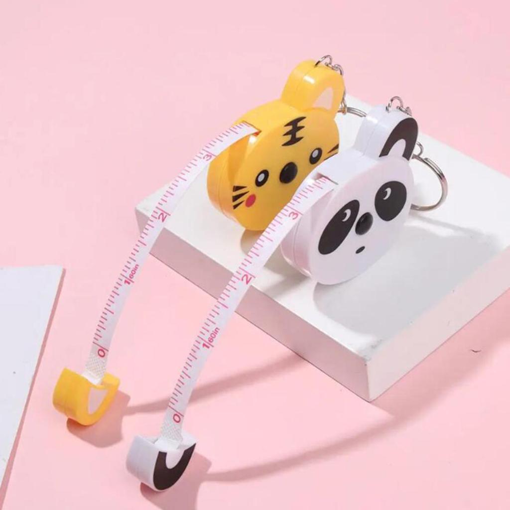 Measuring Tool Keychain Double Sided Scale Automatic Telescopic Tape Cartoon Animal Tape Measure for Child Kid Height Scale