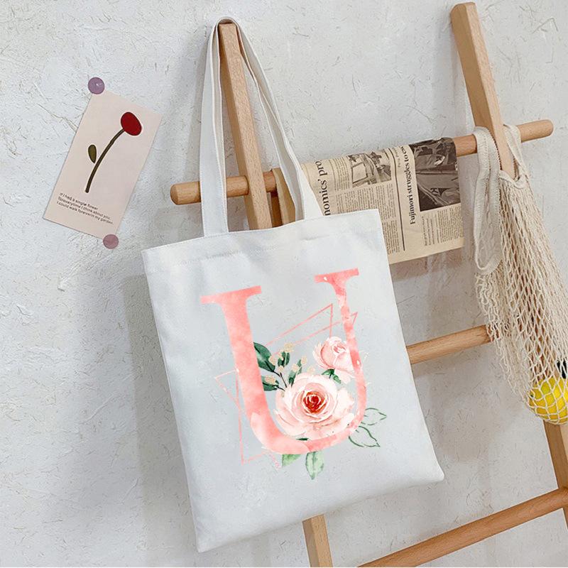 Alphabet Letter A-Z Printed Shoulder Bag Female Casual Student Crossbody Bag Large Capacity