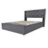 Hydraulic Double Bed, Upholstered, 140x200cm, Metal Slatted Frame, Modern, Storage Space, Cotton, Grey (With Mattress)
